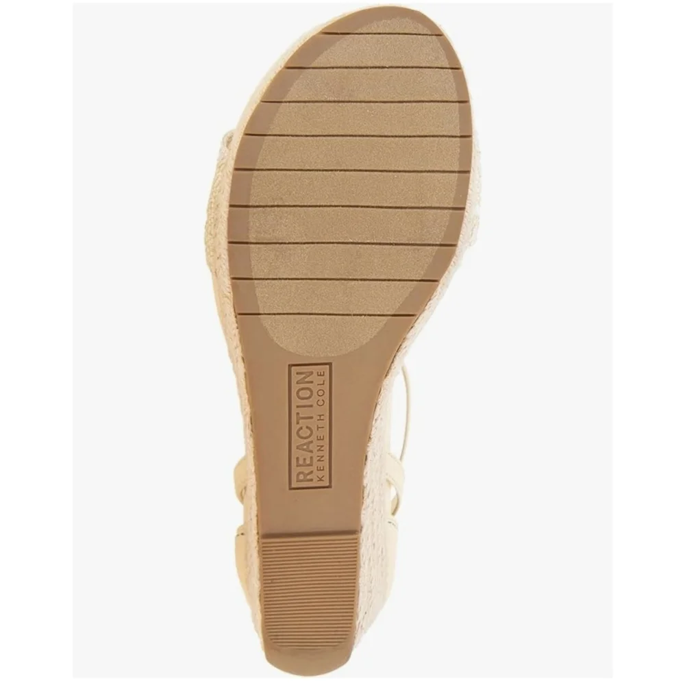 Kenneth Cole Women Macrame Strap Zipper Espadrille Wedge Platform 10 M Ivory